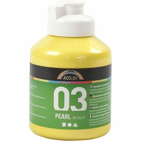 Metallic verf geel | Acrylverf metallic | Gele shimmer hobbyverf | Glanzend | 500 ml | 1 fles