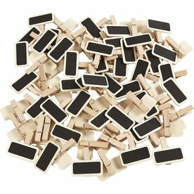 Mini schoolbordjes op wasknijper &ndash; 4 x 2 cm &ndash; 100 stuks