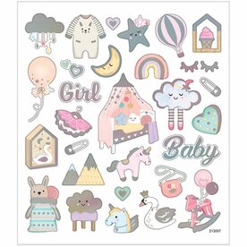 Baby Girl Stickers - Roze Zelfklevende Babystickers - 1 Vel