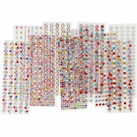 Strasstenen op vel &ndash; 2&ndash;10 mm &ndash; 12 vellen