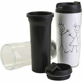Thermo Mok met Deksel - Transparante Herbruikbare Koffiebeker - DIY Personaliseerbare Reismok voor Warme &amp; Koude Dranken - 17,5 cm - 12 Stuks