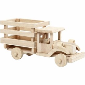 Houten Truck &ndash; Houten Vrachtwagen &ndash; DIY Decoratie Truck &ndash; Houten Speelgoed Truck &ndash; 22x11x7,5 Cm