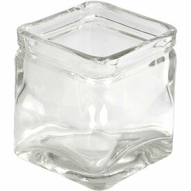 Vierkant glas windlicht &ndash; 5,5x5,5x5,5 cm &ndash; 12 stuks