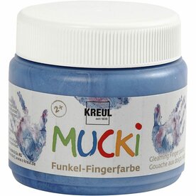 Vingerverf - Blauw Metallic - Kreul Mucki - 150ml - Kindvriendelijk - Duurzaam - Waterbasis - Perfect voor Creatieve Activiteiten