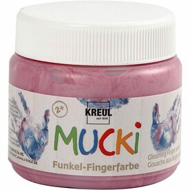 Metallic Roze Vingerverf - Kreul Mucki - Luxe Waterbasis Vingerverf voor DIY Creaties - Glanzende Kindvriendelijke Verf voor Kunstprojecten en Handafdrukken - 150ml