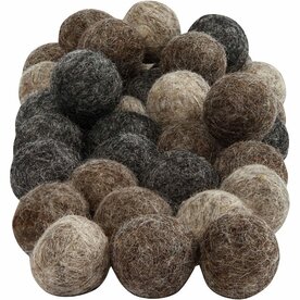Wol kralen | Naturel vilten bolletjes | 100% wolkralen | Sieraden maken | &Oslash; 20 mm | 64 stuks