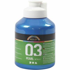 Metallic verf blauw | Acrylverf metallic | Blauwe shimmer hobbyverf | Glanzend | 500 ml | 1 fles