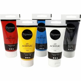 Acrylverf - Verschillende Kleuren - Acrylaatverf - Acrylic paint - Hobbyverf - Sneldrogende Pigmentverf - Ideaal voor Kunst, DIY &amp; Schilderen - 5x75 ml