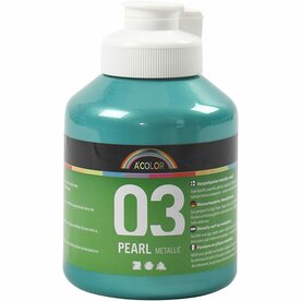 Metallic verf groen | Acrylverf metallic | Groene shimmer hobbyverf | Glanzend | 500 ml | 1 fles