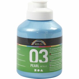 Metallic verf lichtblauw | Acrylverf metallic | Lichtblauwe shimmer hobbyverf | Glanzend | 500 ml | 1 fles