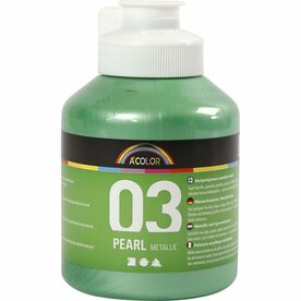 Metallic verf lichtgroen | Acrylverf metallic | Lichtgroene shimmer hobbyverf | Glanzend | 500 ml | 1 fles