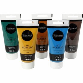 Acrylverf - Verschillende Kleuren Verf - Acrylaatverf - Acrylic paint - Hobbyverf - Sneldrogende Verf - Dekkende Verf - Waterbasis Verf - Dekkende Verf - Pigment Art - 5x75 ml