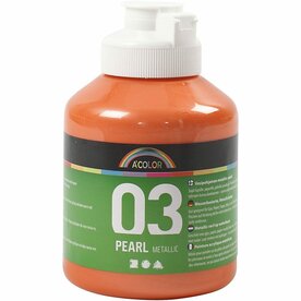 Metallic verf oranje | Acrylverf metallic | Oranje shimmer hobbyverf | Glanzend | 500 ml | 1 fles