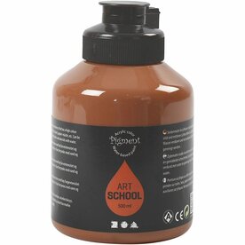 Acrylverf Raw Sienna bruin (Pigment Art School) | Hobbyverf | Bruine acrylic verf | Dekkend | 500 ml | 1 stuk