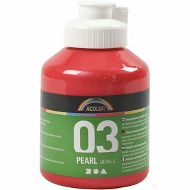 Metallic verf rood | Acrylverf metallic | Rode shimmer hobbyverf | Glanzend | 500 ml | 1 fles
