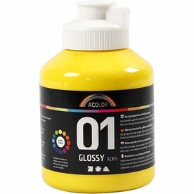Acrylverf Geel | Schoolverf | Gele Acrylic Verf | Glossy | 500 ml | 1 stuk