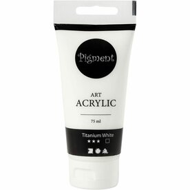 Acrylverf - Witte Verf - Acrylaatverf - Acrylic paint - Hobbyverf - Sneldrogende Verf - Transparante Verf - Waterbasis Verf - Titanium White - Transparant - Pigment Art - 75 ml