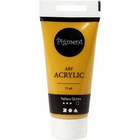Acrylverf - Gele Verf - Acrylaatverf - Acrylic paint - Hobbyverf - Sneldrogende Verf - Dekkende Verf - Waterbasis Verf - Yellow Ochre - Pigment Art - 75 ml