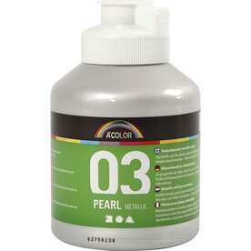Metallic verf zilver | Acrylverf metallic | Zilverkleurige shimmer hobbyverf | Glanzend | 500 ml | 1 fles