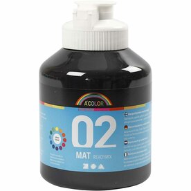 Acrylverf - Matte Zwarte Verf - Sneldrogende Acrylaatverf Voor DIY Creatieve Projecten - Inhoud 500 ml - Hobbyverf - Kunstschildersverf - Waterbasis Acrylverf