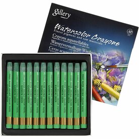 Aquarelkrijt, dikte 8 mm, l: 9,3 cm, cadmium groen (345), cadmium groen (345), 12stuks
