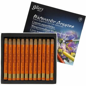 Aquarelkrijt, dikte 8 mm, l: 9,3 cm, burn umber, 12stuks