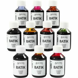 Batikverf, kleuren assorti, 10x100ml