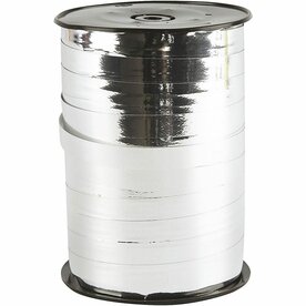 Cadeaulint Zilver Metallic &ndash; Glanzend Lint &ndash; 10 Mm &ndash; 250 M