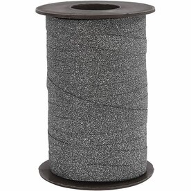 Cadeaulint &ndash; Zwart Glitter Lint &ndash; 10 Mm &ndash; 100m