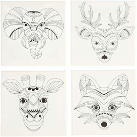 Canvas Met Print - DIY Schilderdoek Dieren Thema - 20x20 cm