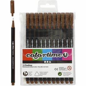 Fineliners | Tekenpennen Smalle Punt | Bruin | 0,6-0,7 mm | 12 stuks