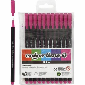 Fineliners | Tekenpennen Smalle Punt | Cyclaam | 0,6-0,7 mm | 12 stuks