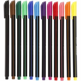 Fineliners | Tekenpennen Smalle Punt | Assorti kleuren | 0,6-0,7 mm | 12 stuks