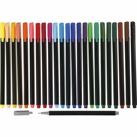 Fineliners | Tekenpennen Smalle Punt | Assorti kleuren | Fijne lijndikte 0,6-0,7mm | 24 stuks