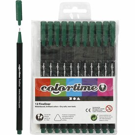 Fineliners | Tekenpennen Smalle Punt | Donkergroen | 0,6-0,7 mm | 12 stuks