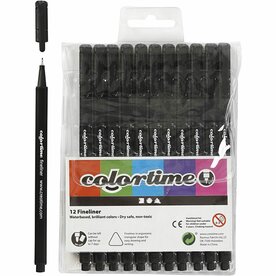 Fineliners | Tekenpennen Smalle Punt | Zwart | 0,6-0,7 mm | 12 stuks