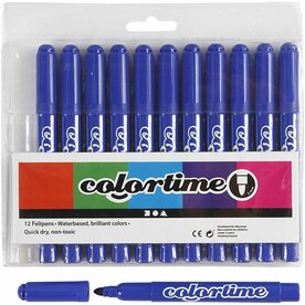 Blauwe Viltstiften | Blauw | Kleurstiften | Tekenstiften | Dikke Punt 5mm | 12 stuks