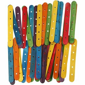Constructiestokjes, diverse kleuren, L: 15 cm, B: 1,8 cm, gatgrootte 4 mm, 500 div