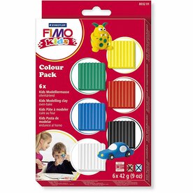 FIMO Kids Boetseerklei &ndash; Kinderklei Standaard Kleuren &ndash; 6x42 g