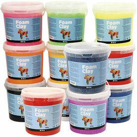 Foam Clay Diverse Kleuren | Kinder Klei Set | Air Dry Clay | Klei Met Styropor Balletjes | 12 x 560 Gram