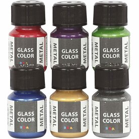 Glas- &amp; Porseleinverf Metallic - DIY Decoratie - 6x30ml