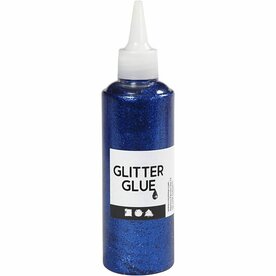 Glitterlijm donkerblauw &ndash; Donkerblauwe glitter lijm 118 ml