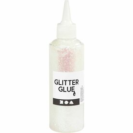 Glitterlijm holografisch wit &ndash; Witte glitter lijm 118 ml