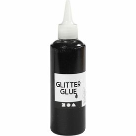 Glitterlijm zwart &ndash; Zwarte glitter lijm 118 ml