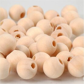 Houten kralen | Blanco kralen van hout | Knutselkralen | &Oslash; 10 mm | Gat 2,5 mm | 40 stuks