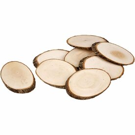 Houten Schijven Met Bast &ndash; Boomstamschijfjes Decoratie &ndash; DIY Houtschijven &ndash; 7,5x4,5 Cm &ndash; 20 Stuks