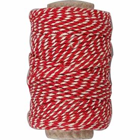 Katoenkoord &ndash; Gestreept Rood/Wit &ndash; 1,1 Mm &ndash; 50m
