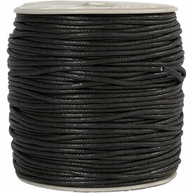 Katoenkoord Zwart - 2 mm Dik - 100 Meter - DIY Sieraden Maken - Gewaxed Katoen Koord - Creatief Project