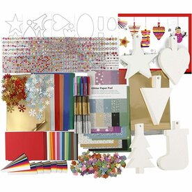 Kerst Knutselset &ndash; Houten Knutselmateriaal &ndash; Glitterpapier &amp; EVA Foam &ndash; 3800 Gr