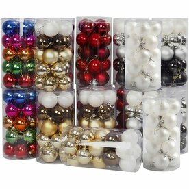 Kerstballen Set - Onbreekbare Plastic Kerstballen 6 cm - 24 Packs van 20 Stuks - Assorti Harmonie Kleuren - Perfect voor Kerstversiering